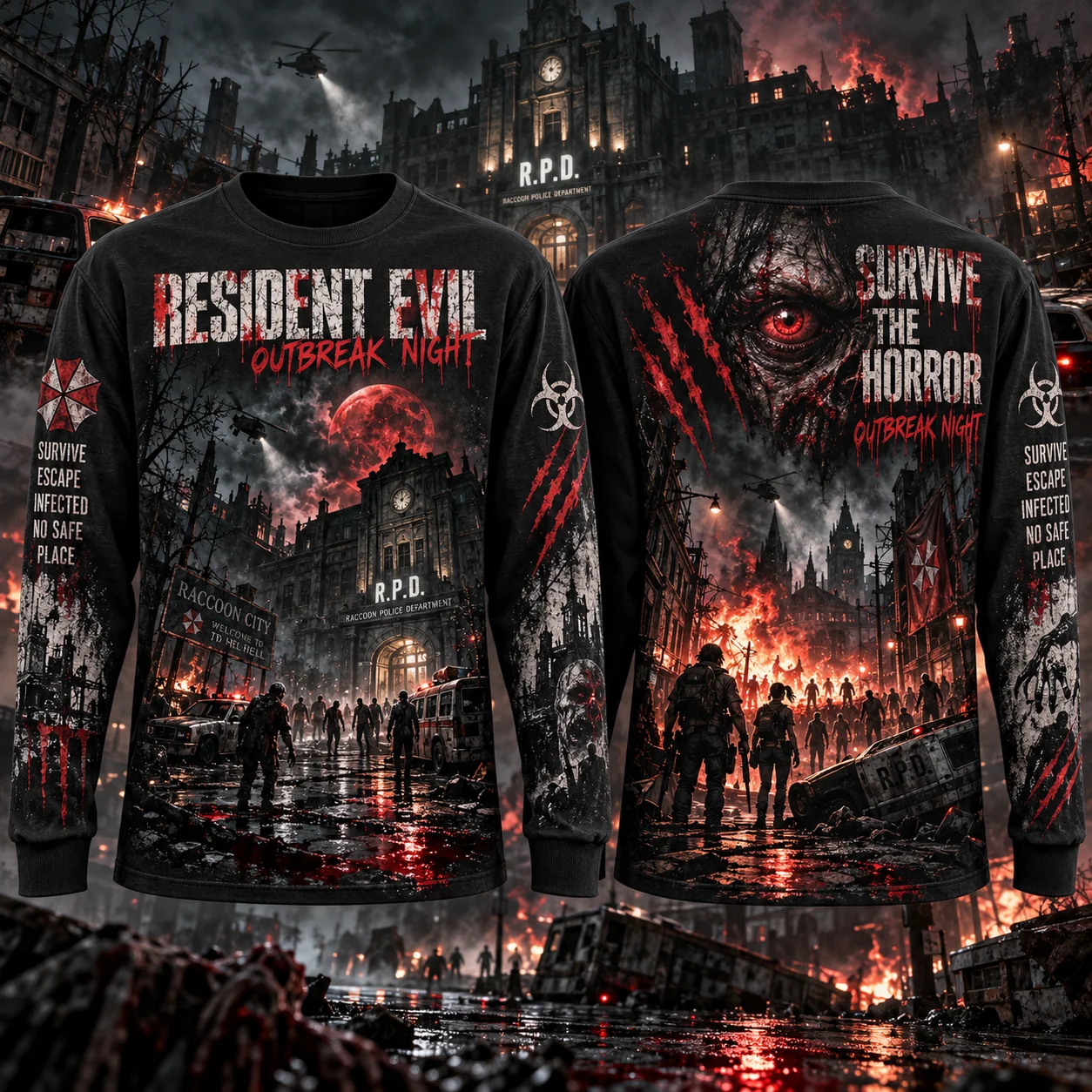 Mens Fashion Summer - Kaos Lengan Panjang Resident Evil, Bertema