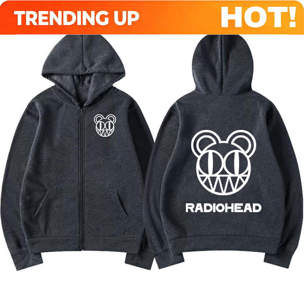 Mens Fashion Zip Up Hoodies - Hoodie Ritsleting Logo Band Rock Radiohead