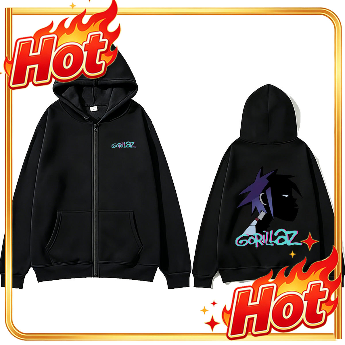 Mens Fashion Zip Up Hoodies - Jaket Hoodie dengan Resleting dan Grafis