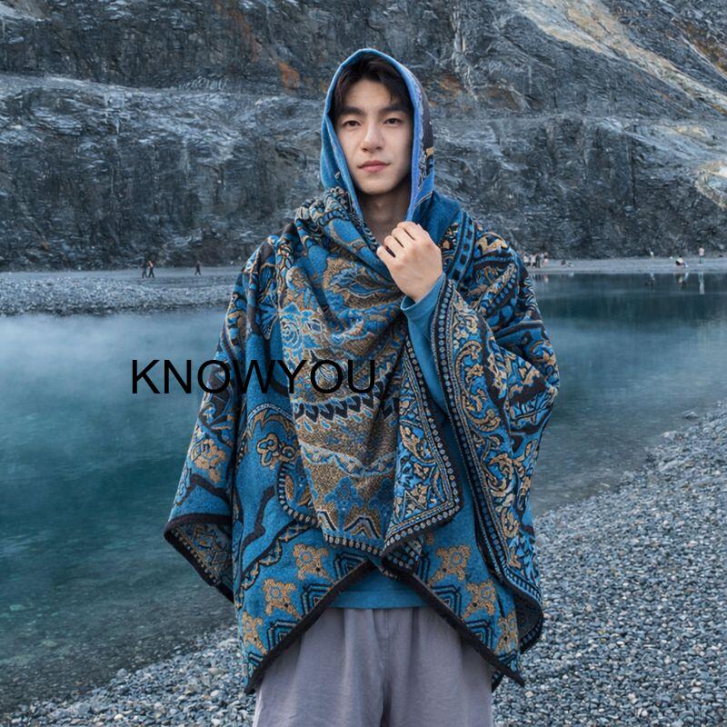 Men'S Fashion With Hat - Selendang Pria Tebal untuk Bepergian di