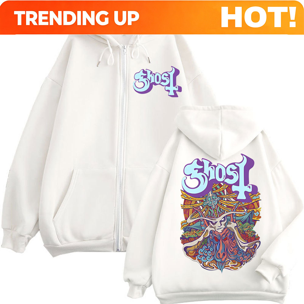 Hoodie Ritsleting Grafis Ghost - Mens Fashion Zip Up Hoodies ulasan dan harga