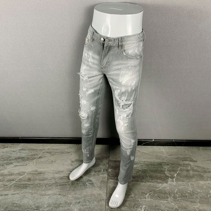 Celana jeans pria model terbar - Men'S Fashion Grey Jeans ulasan dan harga