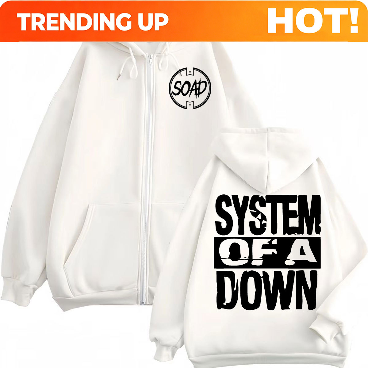 Hoodie Zipper Print Band Rock  - Mens Fashion Zip Up Hoodies ulasan dan harga