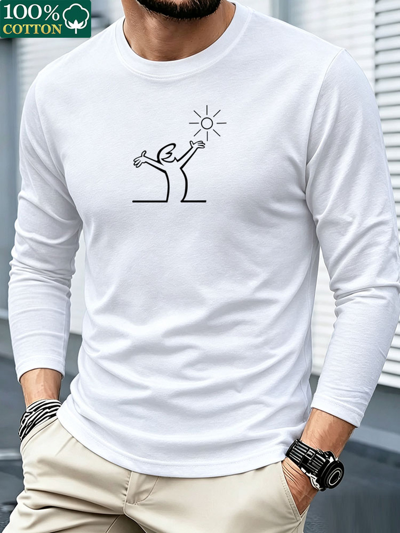 Kaos Lengan Panjang Katun 100% - Mens Fashion Summer ulasan dan harga