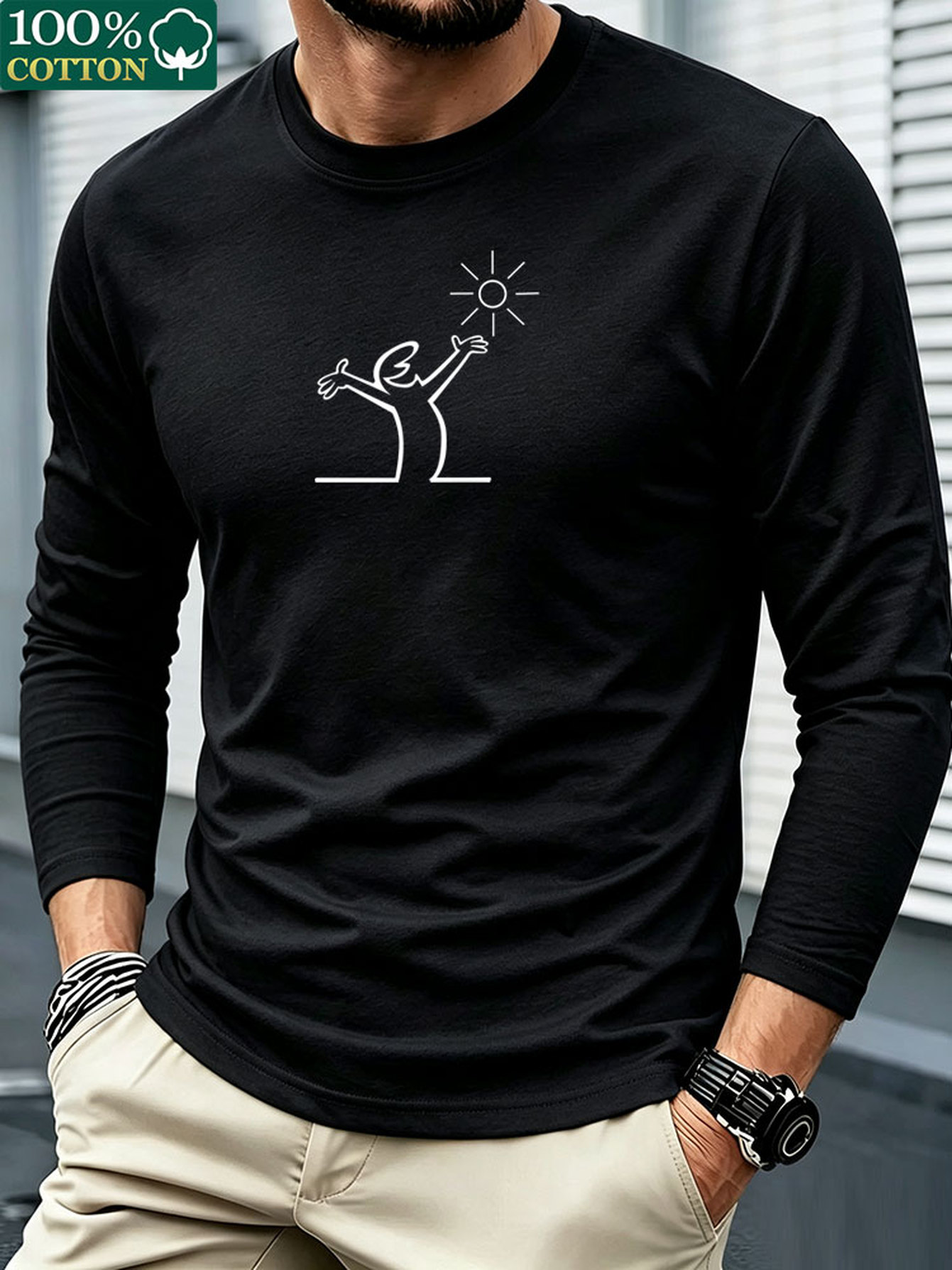 Kaos Lengan Panjang Katun 100% - Mens Fashion Summer ulasan dan harga